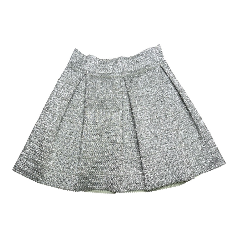Devlin Silver Metallic Bandage Mini Skirt Size Medium